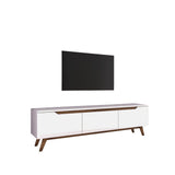 TV Furniture - TV Furniture Osiris White Dark Walnut Melamine 180x48.6x35 cm - Dimehouse