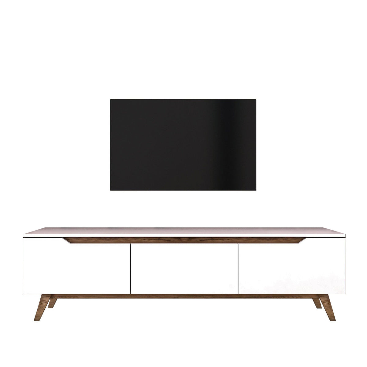 TV Furniture - TV Furniture Osiris White Dark Walnut Melamine 180x48.6x35 cm - Dimehouse