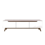 TV Furniture - TV Furniture Osiris White Dark Walnut Melamine 180x48.6x35 cm - Dimehouse