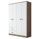 Wardrobes - Wardrobe Walnut White Melamine - Hang and lay - 120x170x42.5 cm - Aspen - Dimehouse