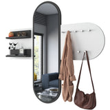 Coat Racks - Coat Rack White Melamine 9 - Angled - With Mirror - Two Shelves - Hally - Dimehouse