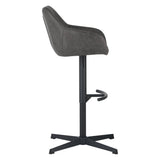 Bar Stools - Venom Bar Stool Anthracite Eco - leather - Adjustable Swivel Bar Chair with Armrest - Dimehouse