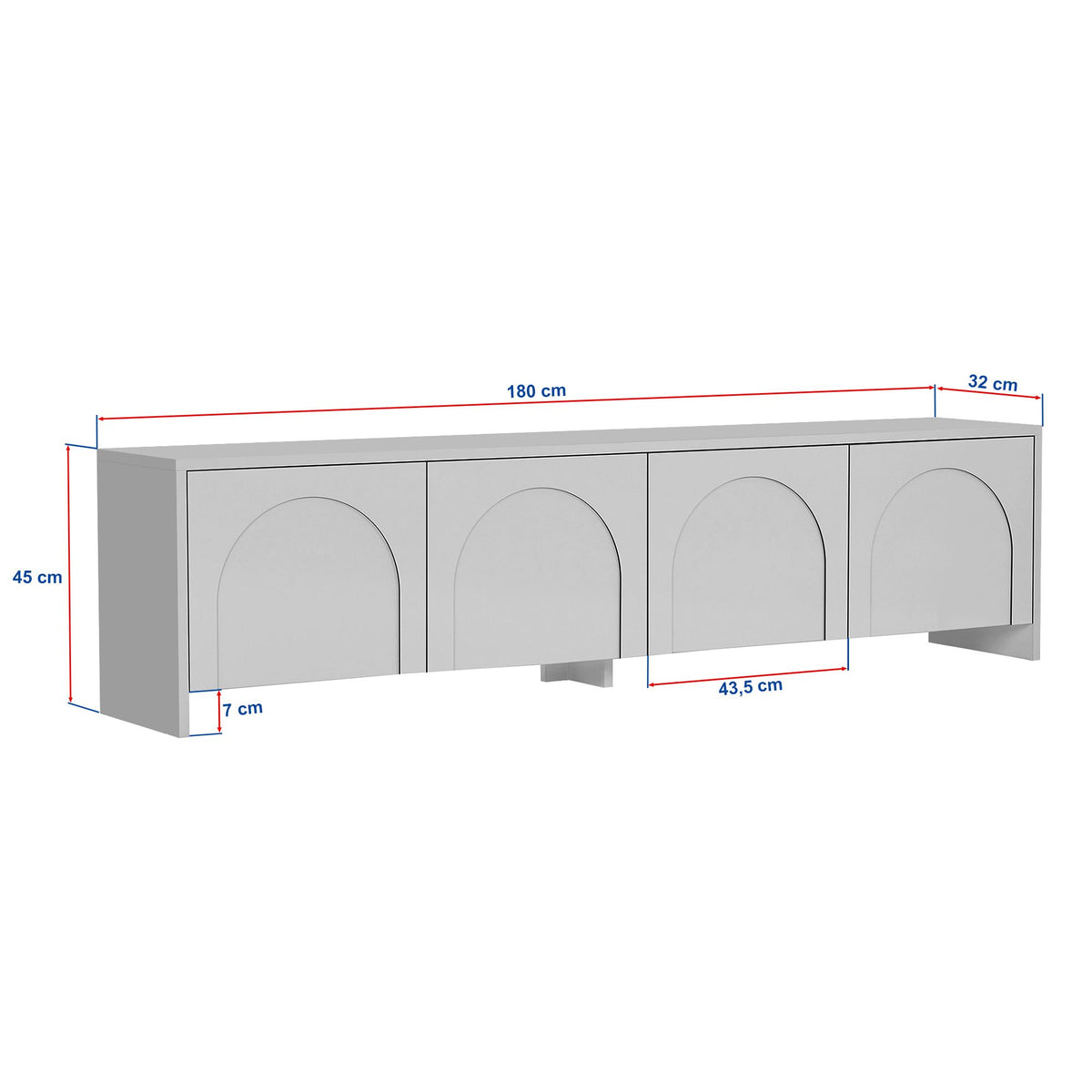 Aurelia TV cabinet white 180 cm Melamine-coated wood