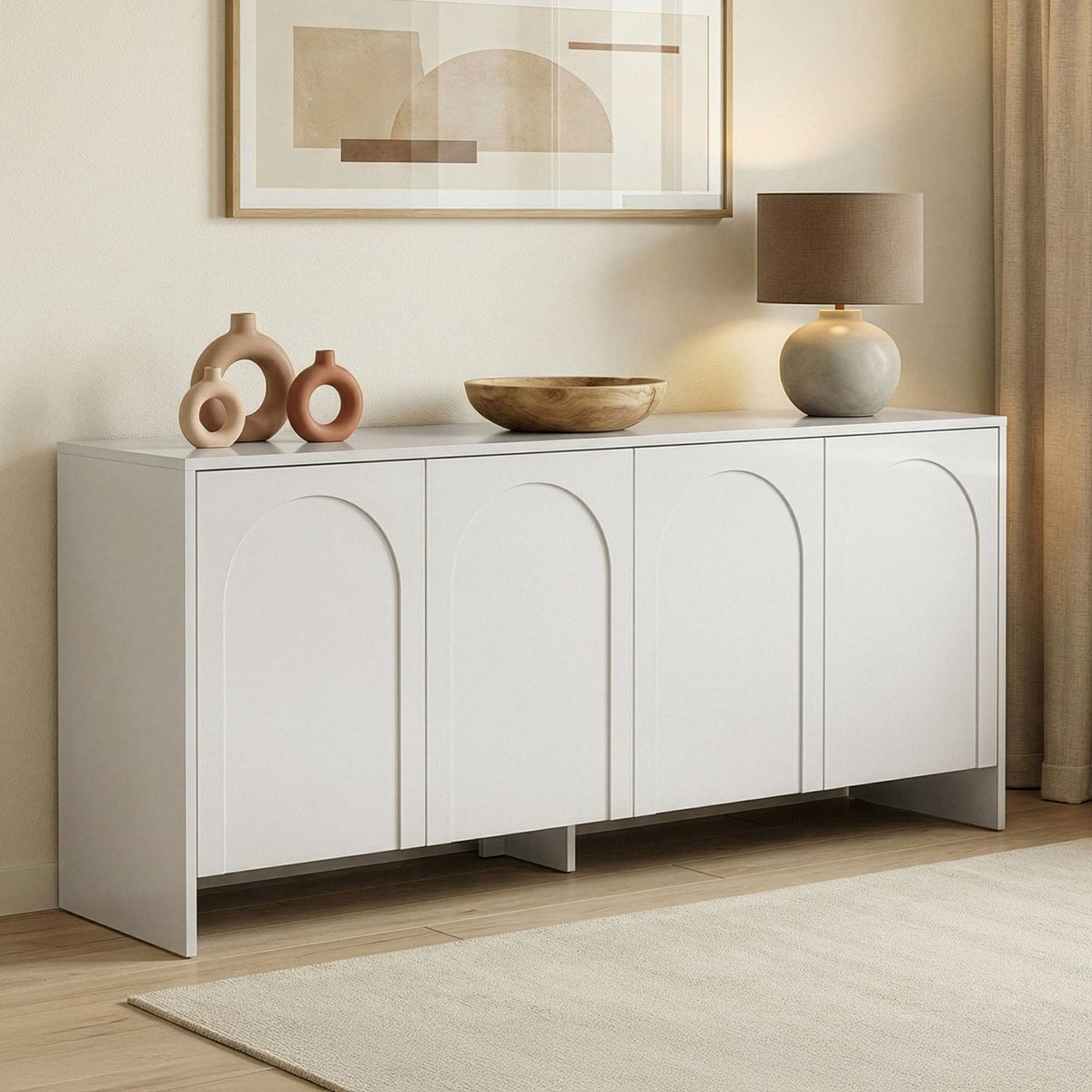Arlen side table white 180 cm Melamine coated wood composite