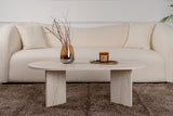 Coffee tables - Oval coffee table travertine melamine - Japandi - 119x60 cm - Sota - Dimehouse