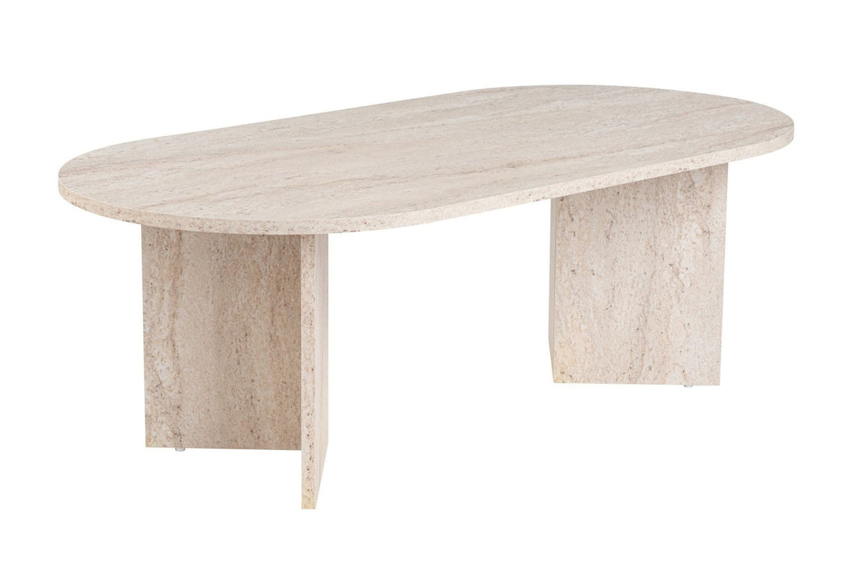 Coffee tables - Oval coffee table travertine melamine - Japandi - 119x60 cm - Sota - Dimehouse