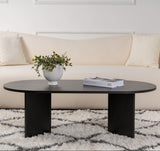Coffee tables - Oval coffee table Black melamine - Japandi - 119x60 cm - Sota - Dimehouse