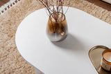 Coffee tables - Coffee table white melamine arc shape Koda 119x60 cm - Dimehouse