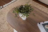 Coffee tables - Coffee table walnut white melamine arc shape Koda 119x60 cm - Dimehouse