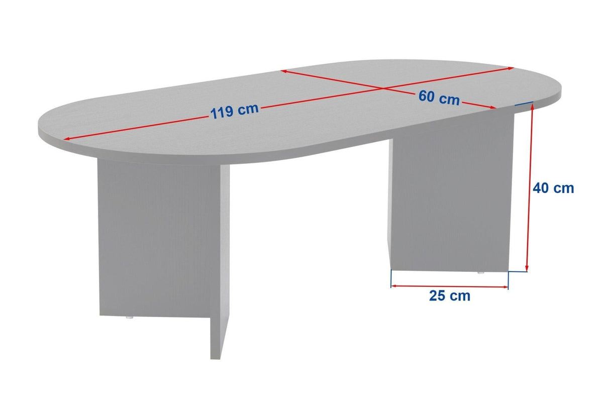 Coffee tables - Coffee table walnut white melamine arc shape Koda 119x60 cm - Dimehouse