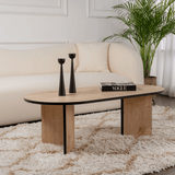 Coffee tables - Coffee table oak black melamine arc shape Koda 119x60 cm - Dimehouse