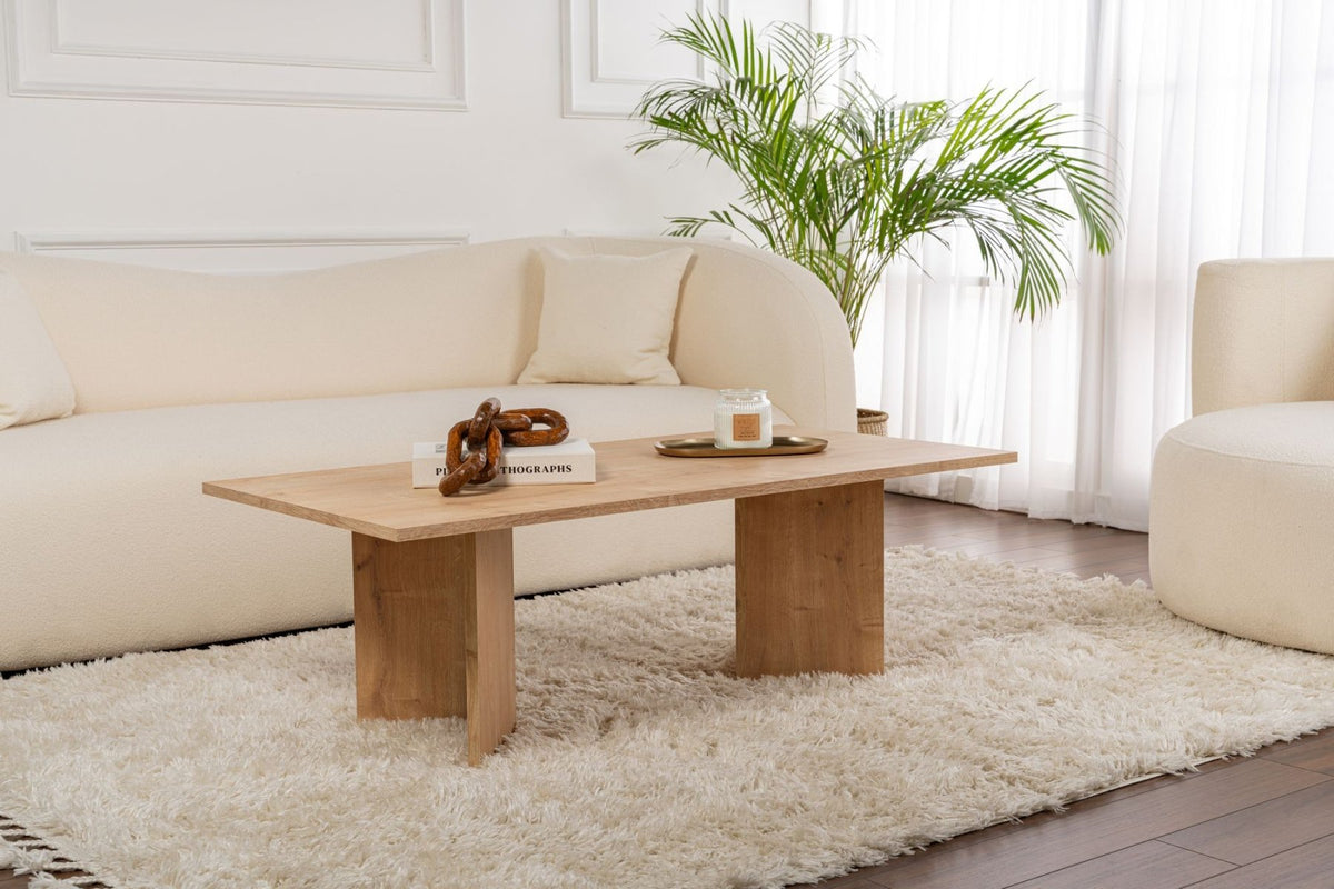 Coffee tables - Rectangular Coffee Table Siban Sapphire Oak look - 119x60 cm - Dimehouse