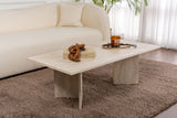 Coffee tables - Rectangular coffee table travertine melamine Sabin 119x60 cm - Dimehouse
