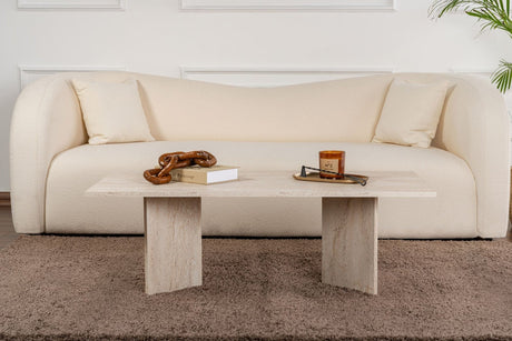 Coffee tables - Rectangular coffee table travertine melamine Sabin 119x60 cm - Dimehouse
