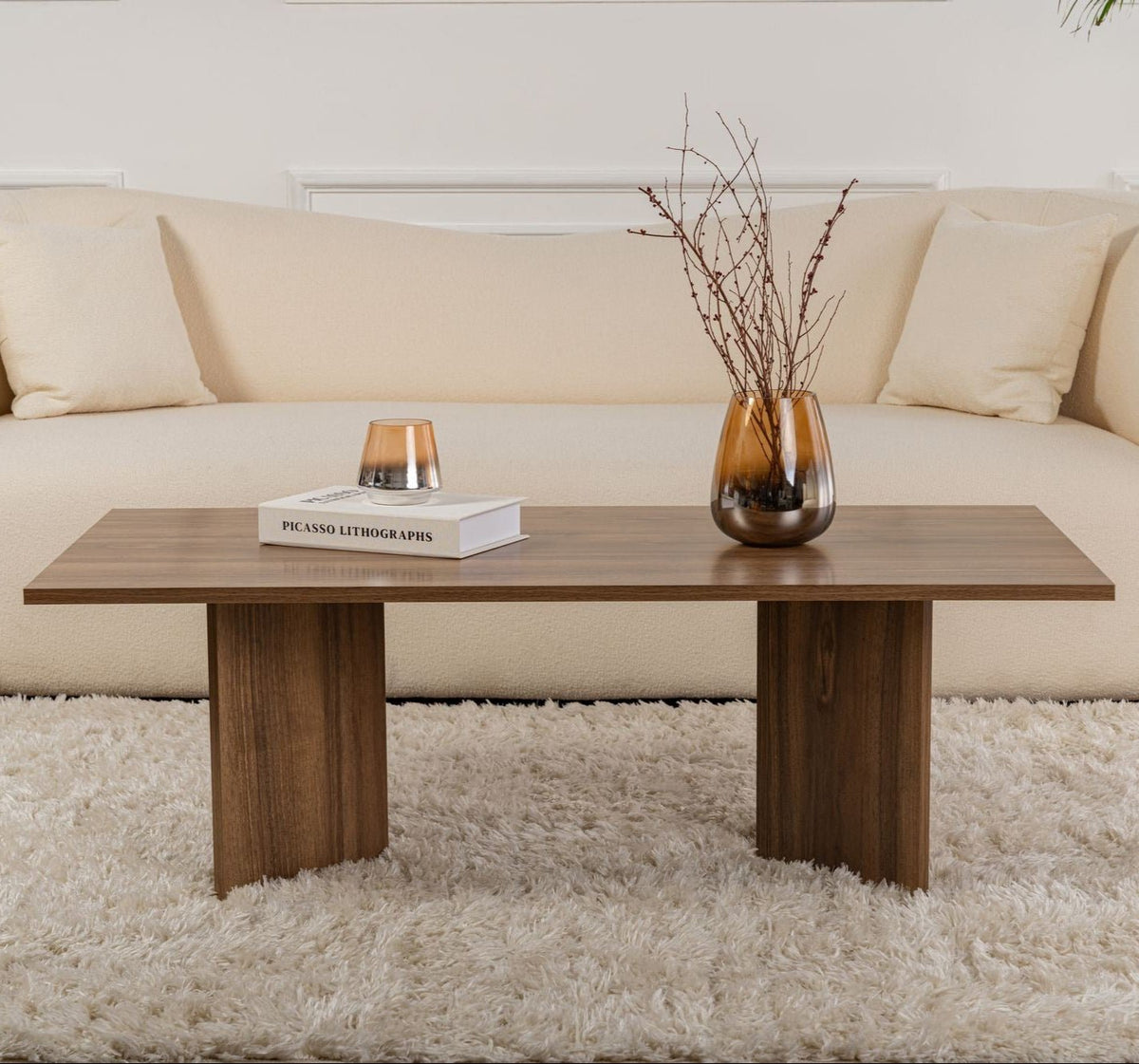 Coffee tables - Rectangular Coffee Table Siban Walnut wood look - 119x60 cm - Dimehouse