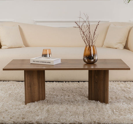 Coffee tables - Rectangular Coffee Table Siban Walnut wood look - 119x60 cm - Dimehouse