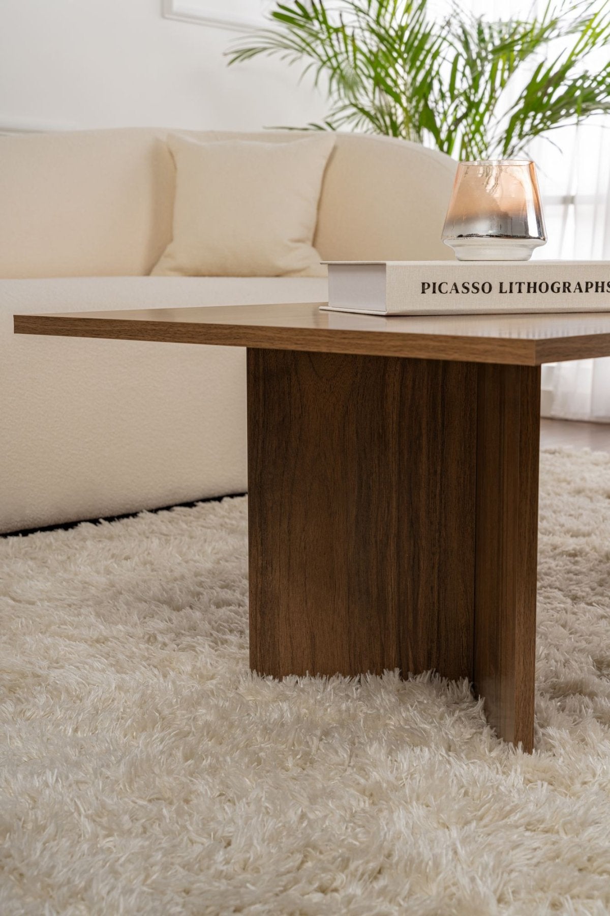 Coffee tables - Rectangular Coffee Table Siban Walnut wood look - 119x60 cm - Dimehouse