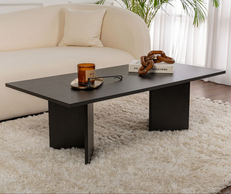 Coffee tables - Rectangular Coffee Table Siban Black wood look - 119x60 cm - Dimehouse