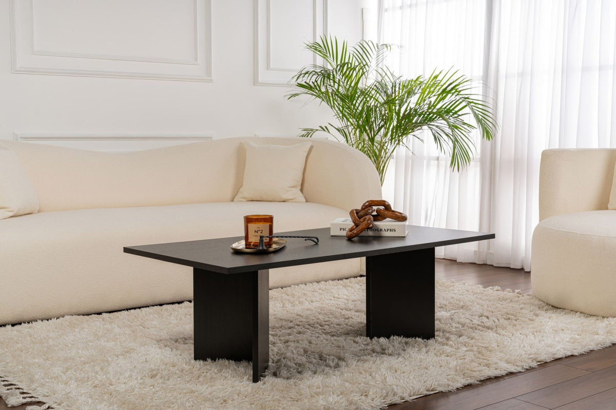 Coffee tables - Rectangular Coffee Table Siban Black wood look - 119x60 cm - Dimehouse