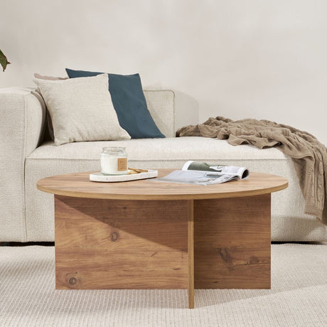 Coffee tables - Round coffee table Pine wood melamine - 90x90x40 cm - Dakota - Dimehouse