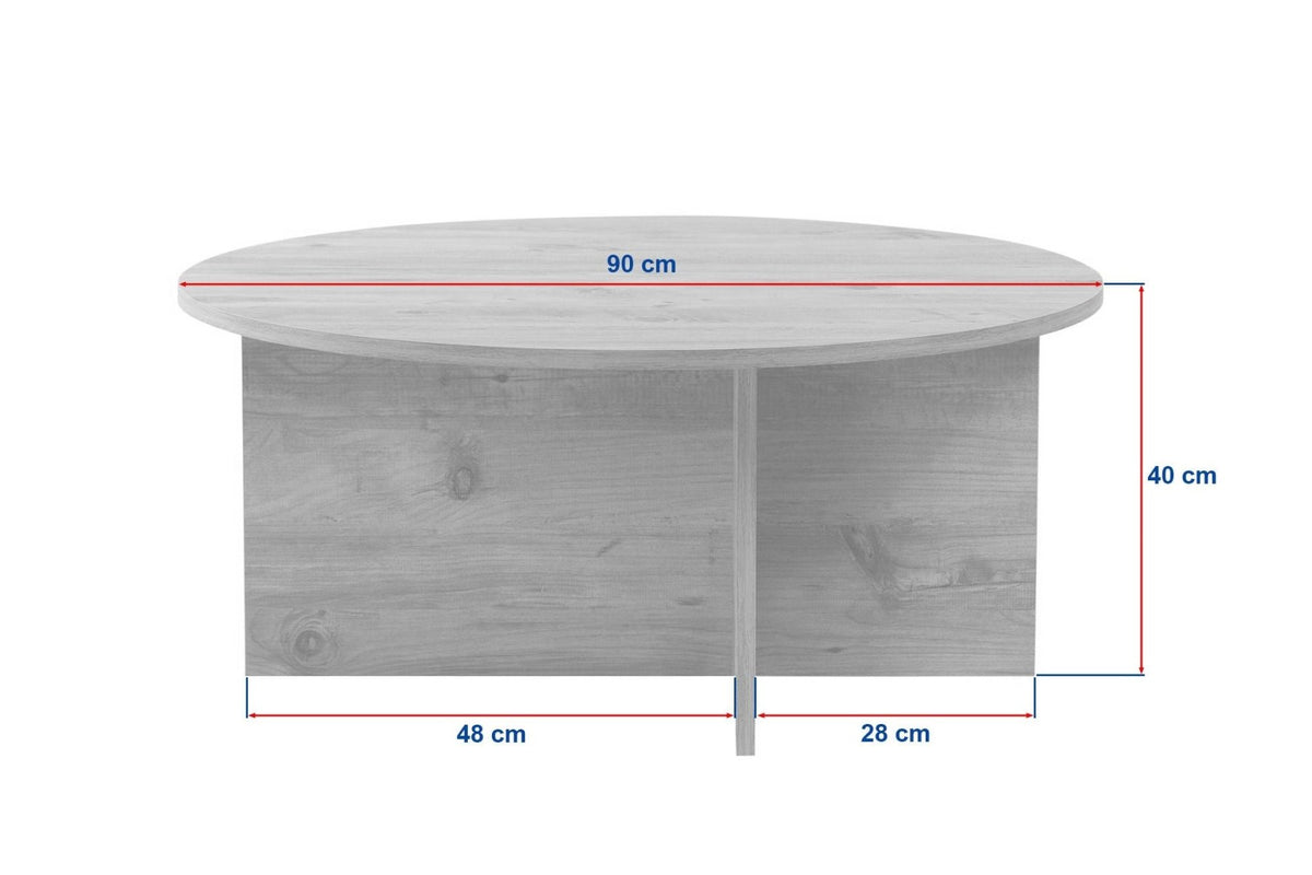 Coffee tables - Round coffee table Oak melamine - 90x90x40 cm - Dakota - Dimehouse