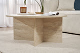 Coffee tables - Round coffee table Travertine melamine - 90x90x40 cm - Dakota - Dimehouse