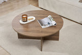 Coffee tables - Round coffee table Walnut melamine - 90x90x40 cm - Dakota - Dimehouse