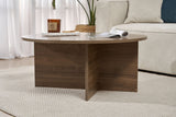 Coffee tables - Round coffee table Walnut melamine - 90x90x40 cm - Dakota - Dimehouse