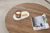Coffee tables - Round coffee table Walnut melamine - 90x90x40 cm - Dakota - Dimehouse