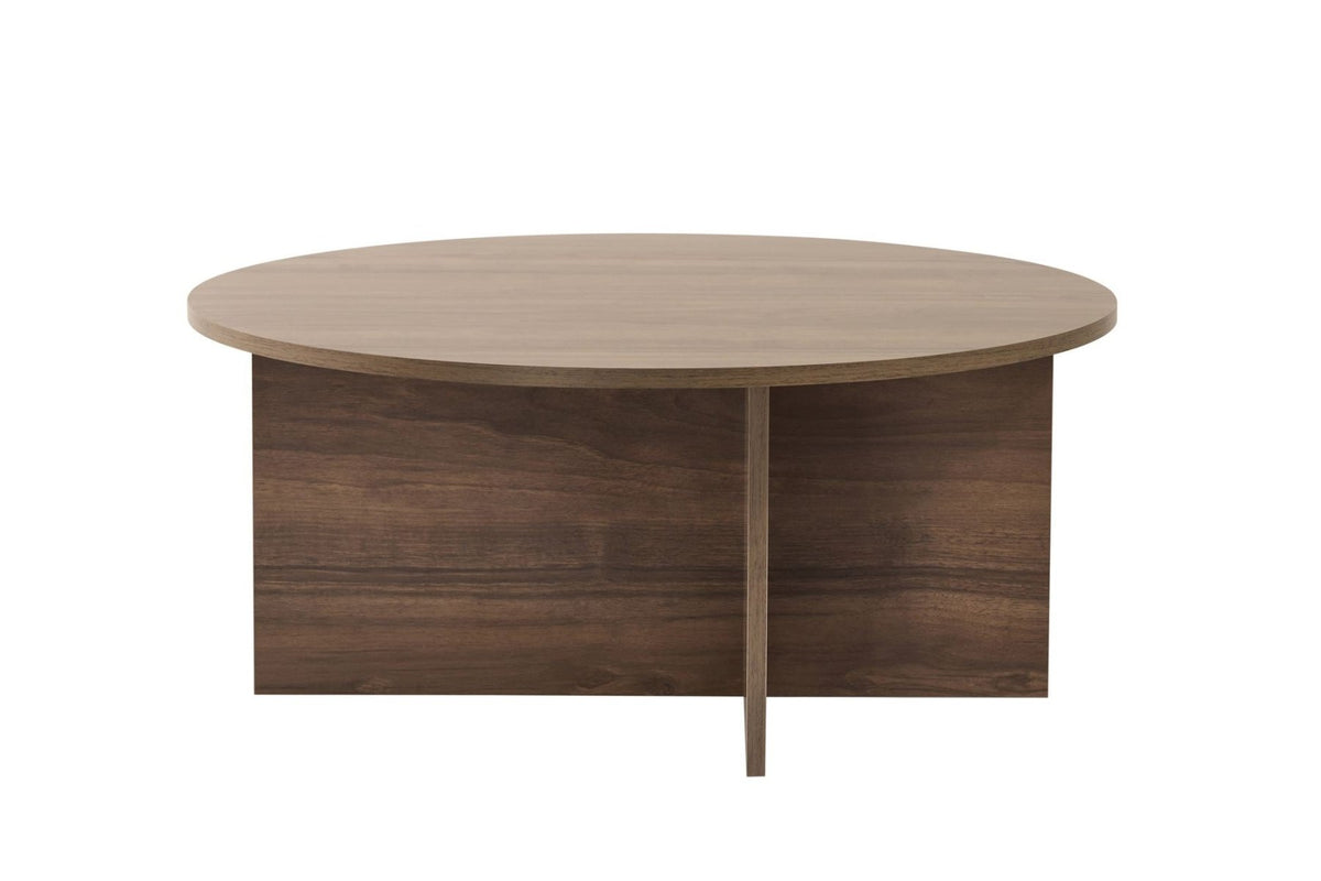 Coffee tables - Round coffee table Walnut melamine - 90x90x40 cm - Dakota - Dimehouse