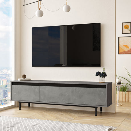 TV Furniture - TV Furniture Maya Silver Black Melamine 160x45.2x35.5 cm - Dimehouse