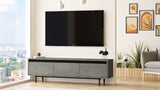 TV Furniture - TV Furniture Maya Silver Black Melamine 160x45.2x35.5 cm - Dimehouse