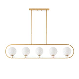 Hanging lamps - Hanging lamp 5 - lights Gold Beige Glass Lucent - Dimehouse