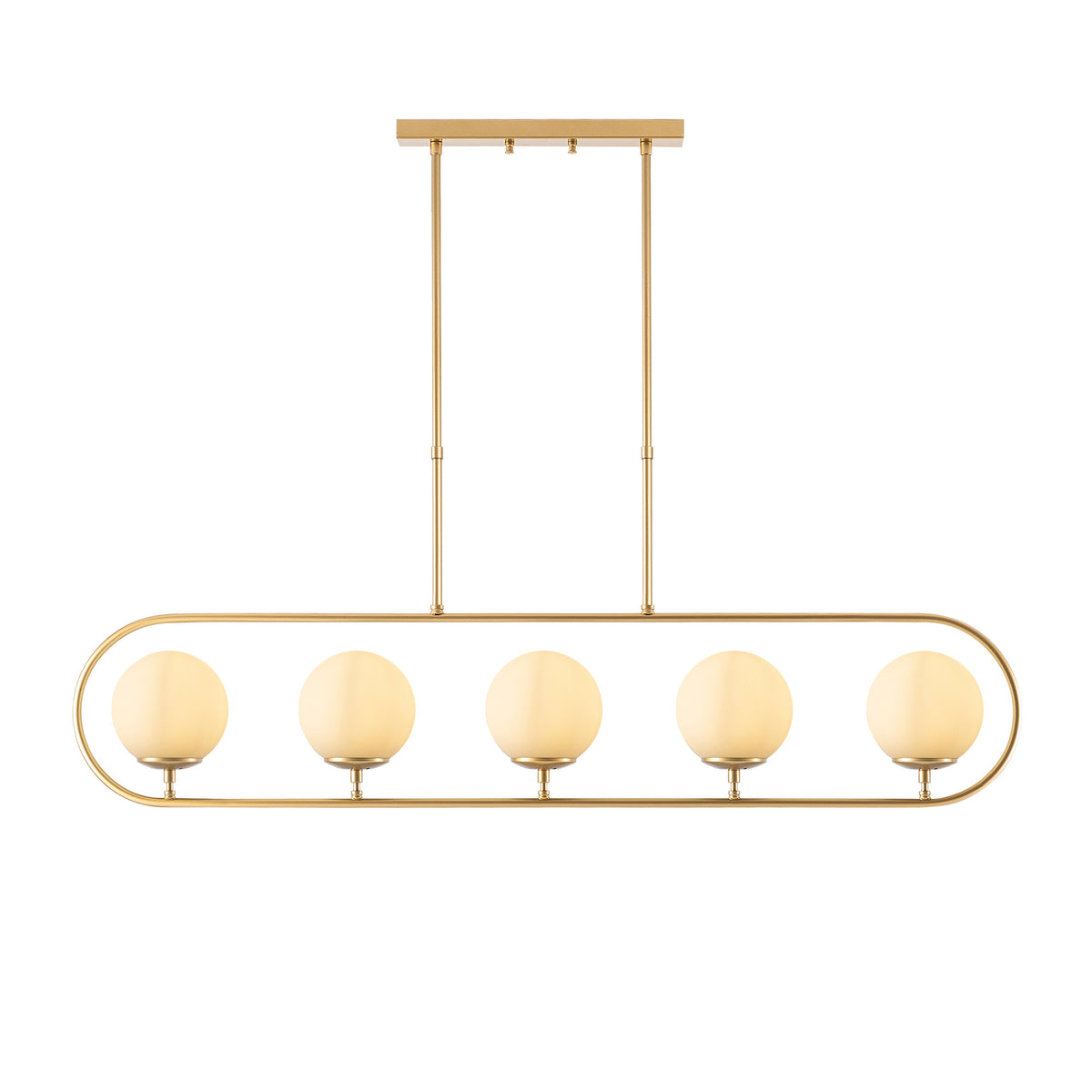 Hanging lamps - Hanging lamp 5 - lights Gold Beige Glass Lucent - Dimehouse