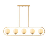 Hanging lamps - Hanging lamp 5 - lights Gold Beige Glass Lucent - Dimehouse