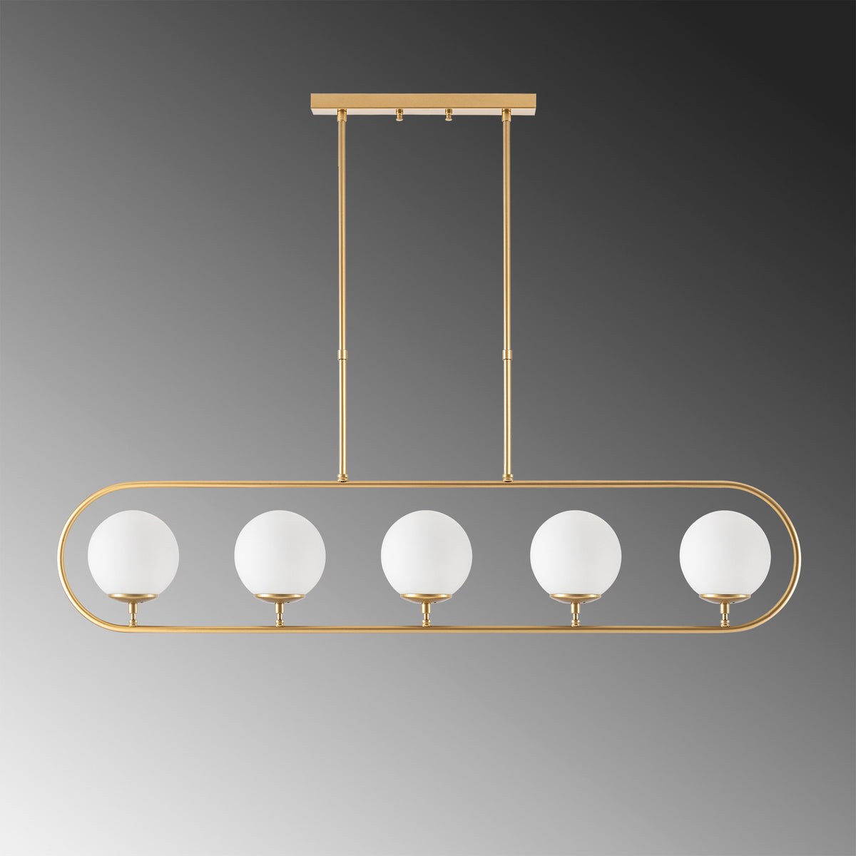 Hanging lamps - Hanging lamp 5 - lights Gold Beige Glass Lucent - Dimehouse