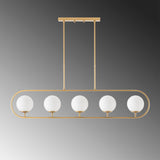 Hanging lamps - Hanging lamp 5 - lights Gold Beige Glass Lucent - Dimehouse