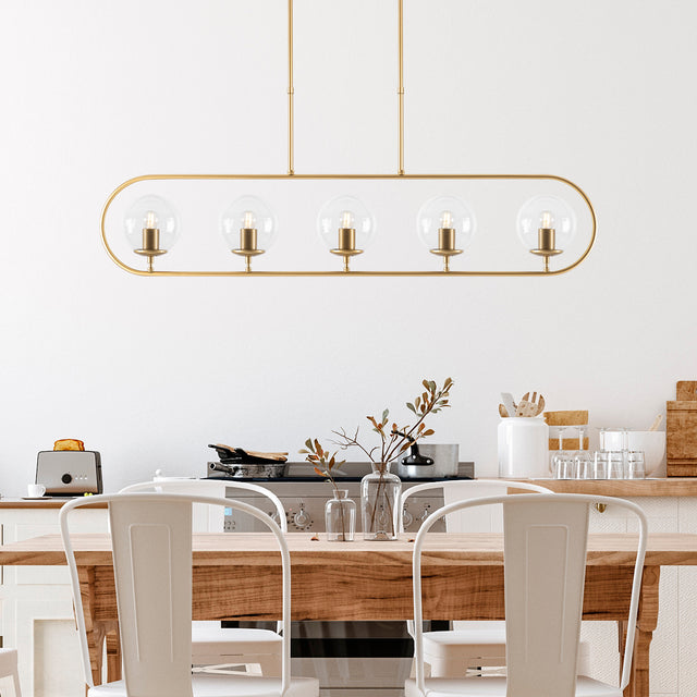 Hanging lamps - Hanging lamp 5 - lights Gold Clear Glass Lucent - Dimehouse