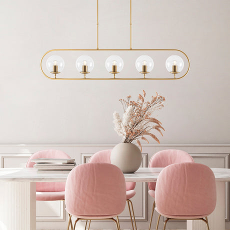 Hanging lamps - Hanging lamp 5 - lights Gold Clear Glass Lucent - Dimehouse