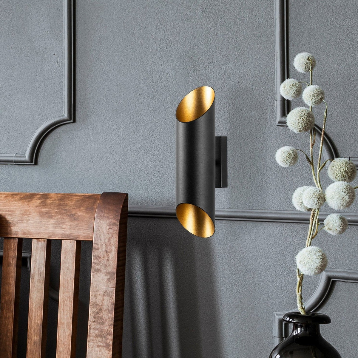 Wall lamps - Wall lamp Black Gold Metal Juniper - Dimehouse