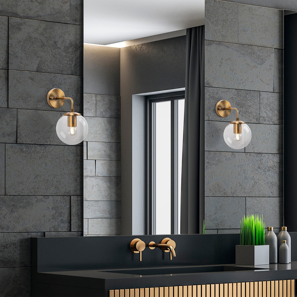 Wall lamps - Wall lamp Bronze-colored Clear Glass Brim - Dimehouse