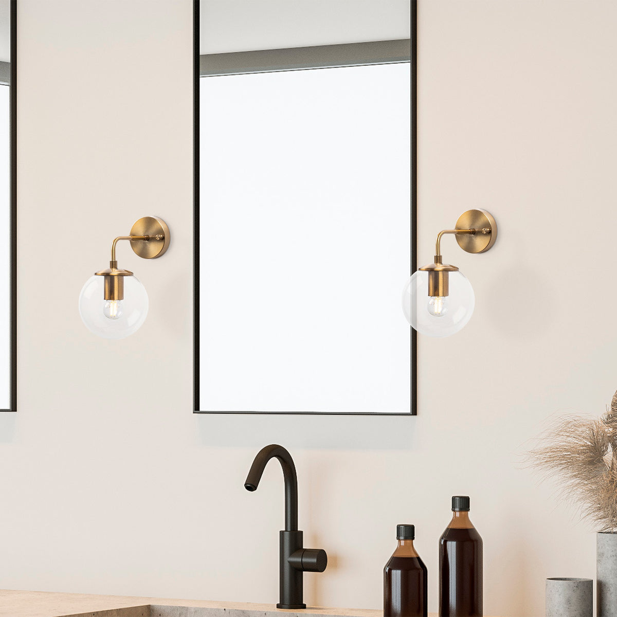 Wall lamps - Wall lamp Bronze-colored Clear Glass Brim - Dimehouse