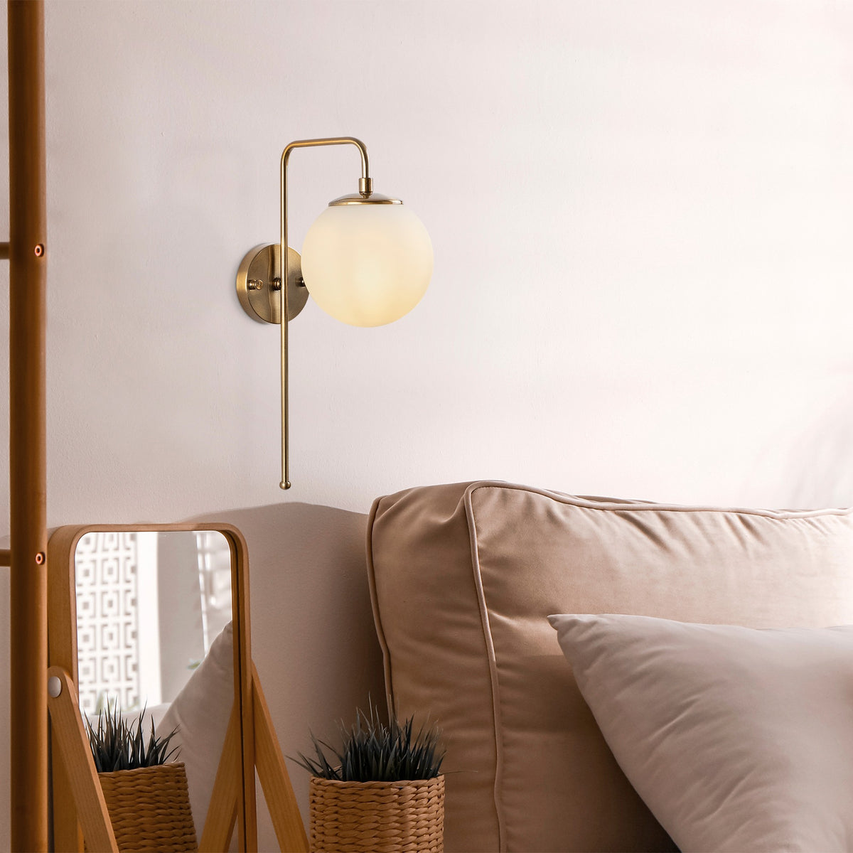 Wall lamps - Wall lamp Bronze-colored Beige Glass Brim - Dimehouse