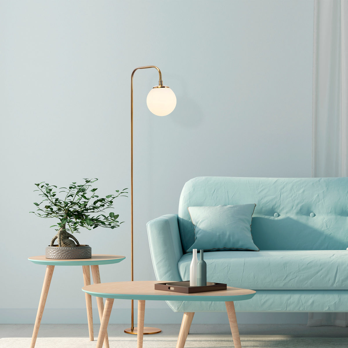 Floor Lamps - Floor Lamp Bronze Beige Glass Brim - Dimehouse