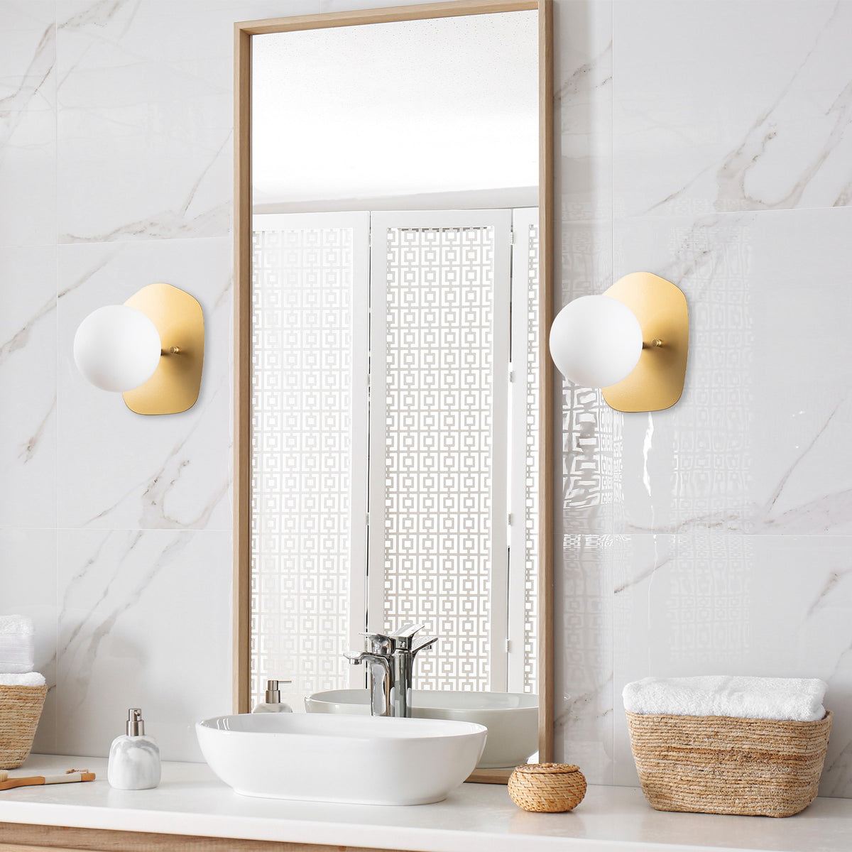 Wall lamps - Wall lamp 1 - light Gold Glass Axel - Dimehouse