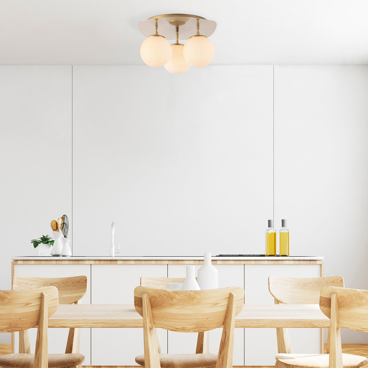 Ceiling lamps - Ceiling lamp 3 - lights Gold Glass Axel - Dimehouse