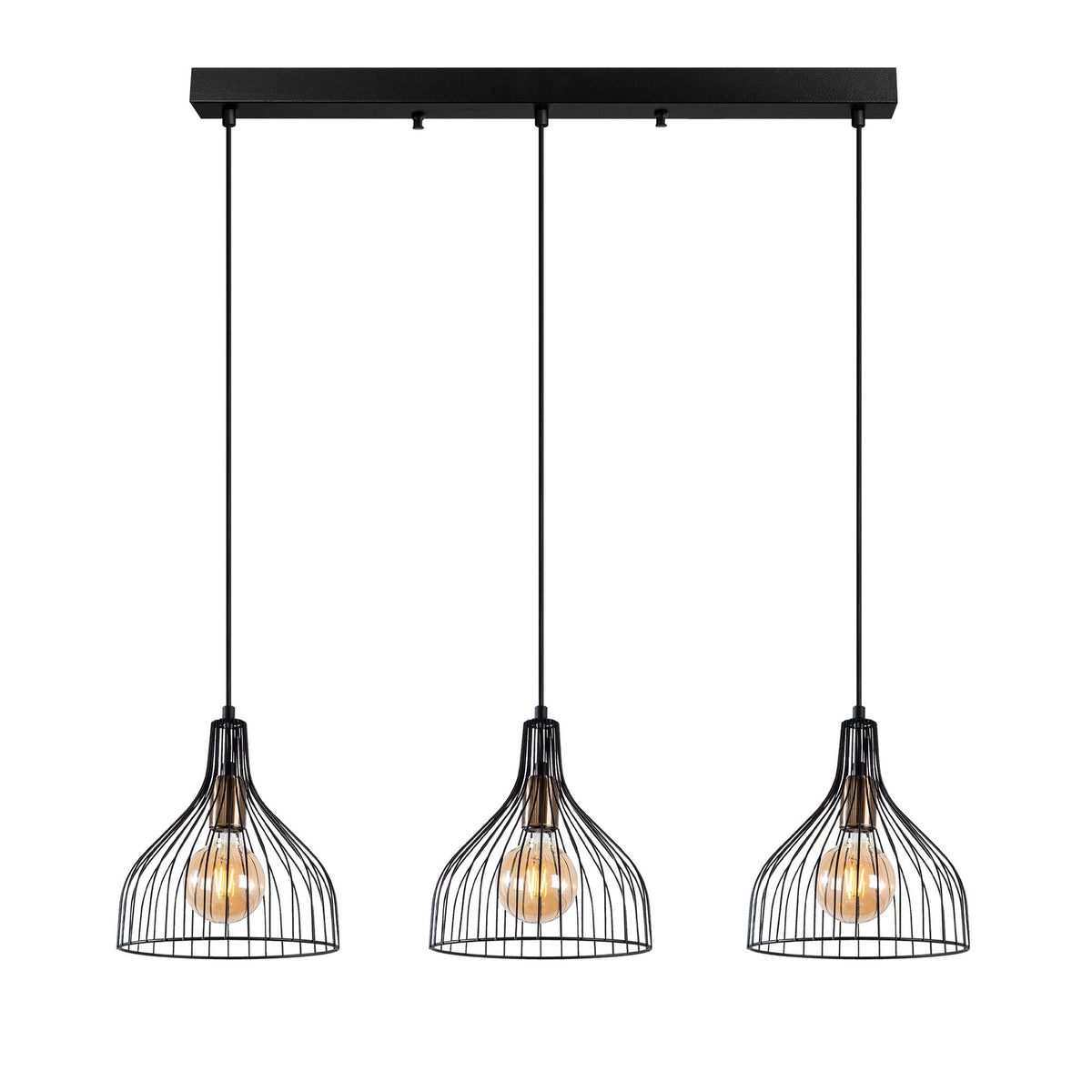 Hanging lamps - Hanging lamp 3 - lights Black Metal Vine - Dimehouse