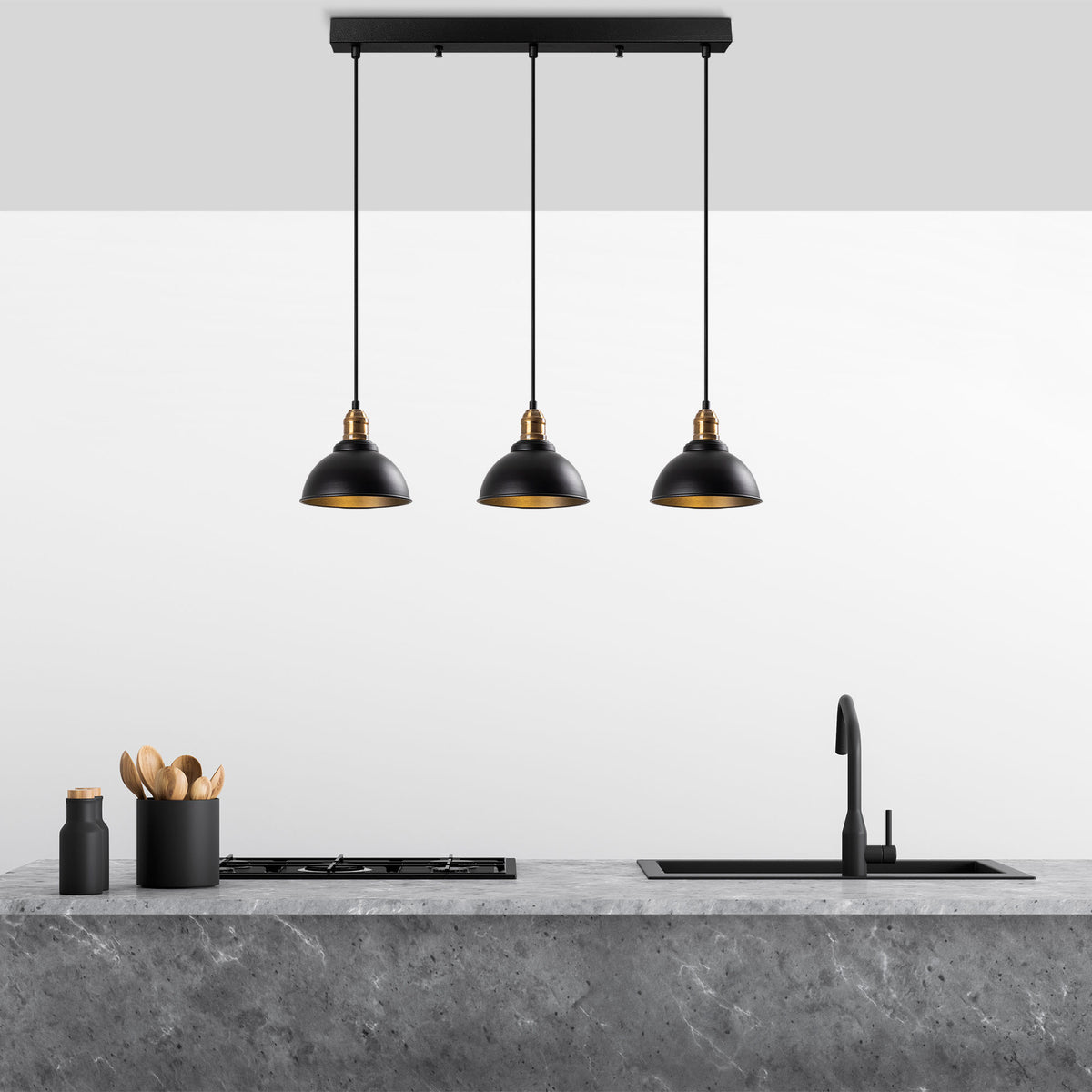 Hanging lamps - Hanging lamp 3 - lights Black Metal Lynx - Dimehouse