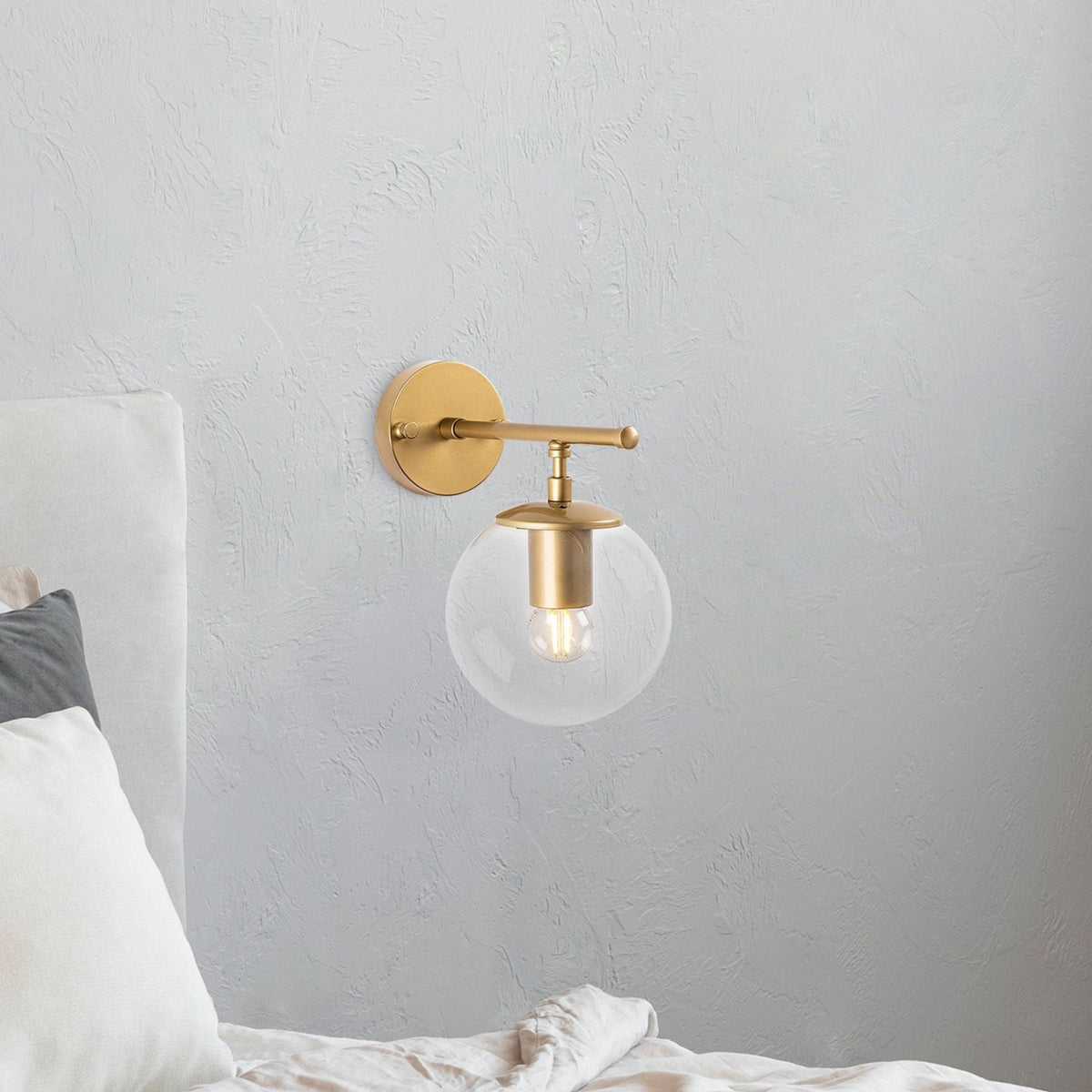 Wall lamps - Wall lamp Gold Clear Glass Obsidian - Dimehouse