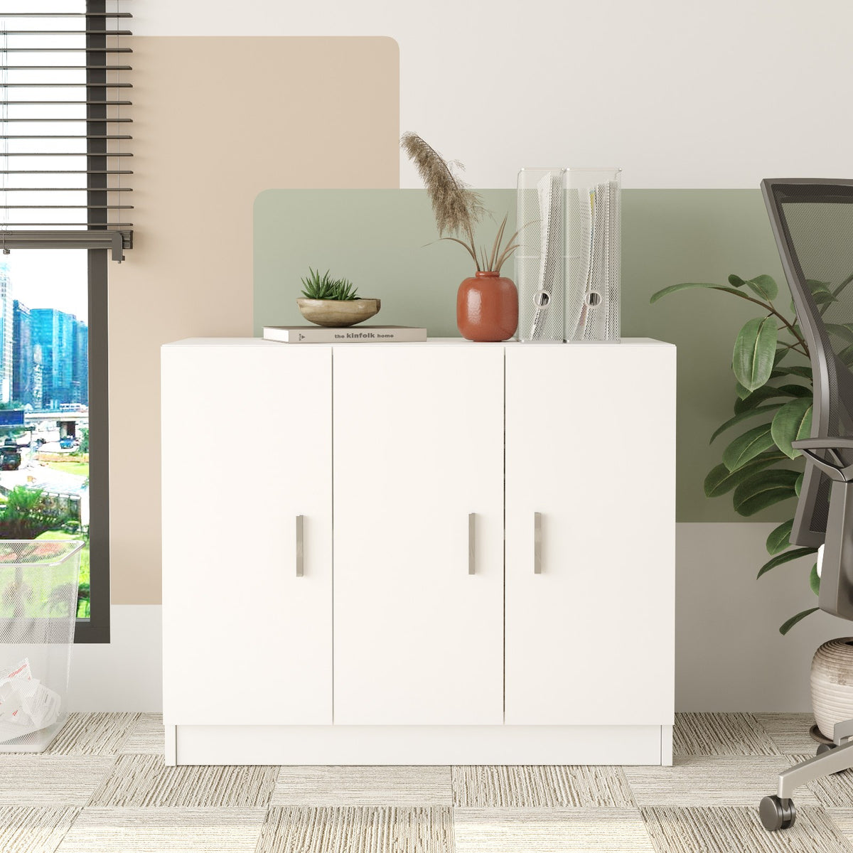 Wall cabinets - Wall cabinet Delta White Melamine 89.9x73.8x38.1 cm - Dimehouse